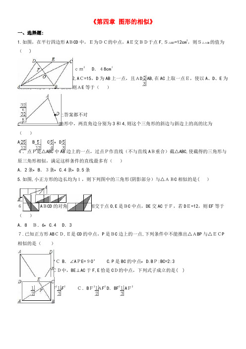 九年级数学上册《第四章 图形的相似》单元综合测试(含解析)北师大版(2021-2022学年)