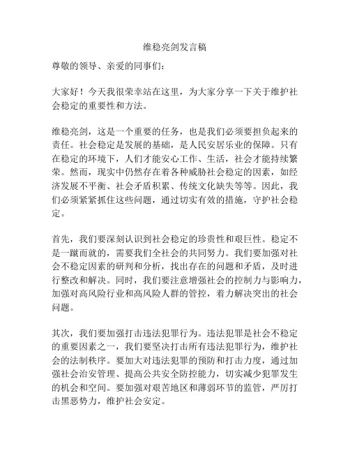 维稳亮剑发言稿