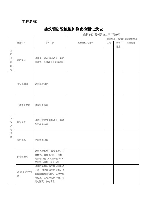 建筑消防设施维护检查检测记录表(标准).doc