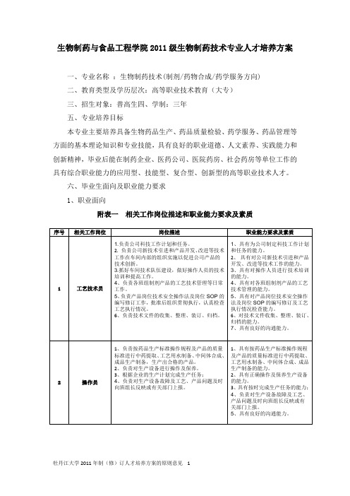 制药人才培养方案