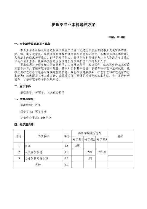 护理学专业本科培养方案-江南大学无锡医学院