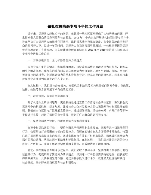 镇扎扫黑除恶专项斗争的工作总结