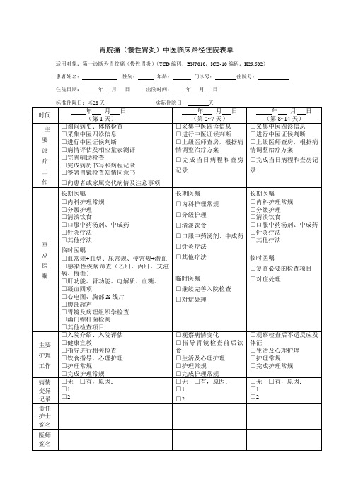 胃脘痛临床路径表