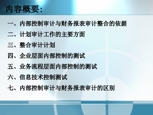 整合审计计划编制及控制测试实施