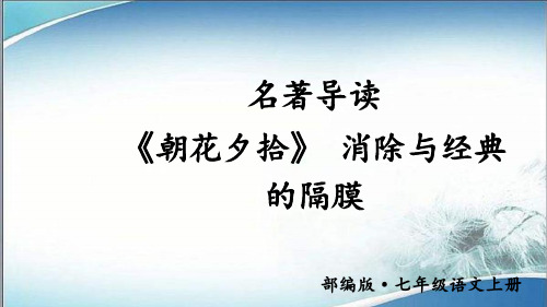 34.部编版七年级语文上册名著导读 《朝花夕拾》 消除与经典的隔膜