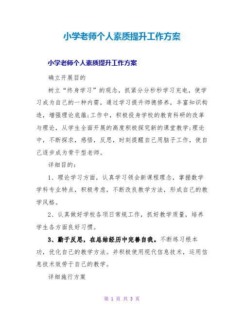 小学教师个人素质提升工作计划