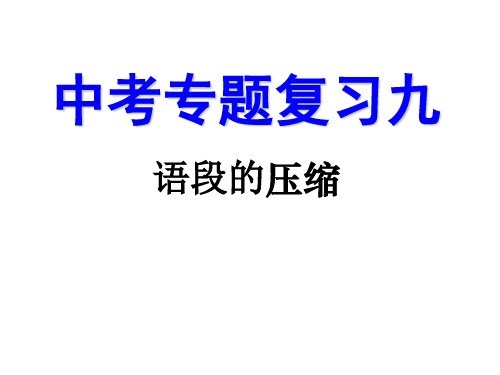 2019年中考语文专题复习---语段的压缩