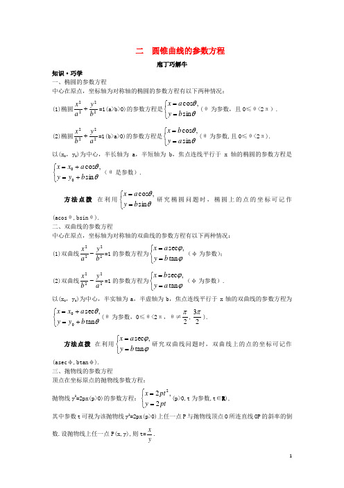 高中数学第二讲参数方程二圆锥曲线的参数方程导学案新人教A版选修4-4