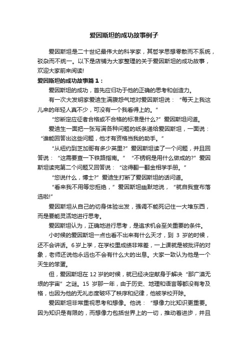 爱因斯坦的成功故事例子