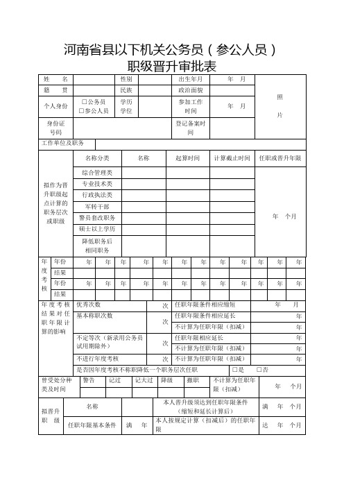 职级晋升审批表