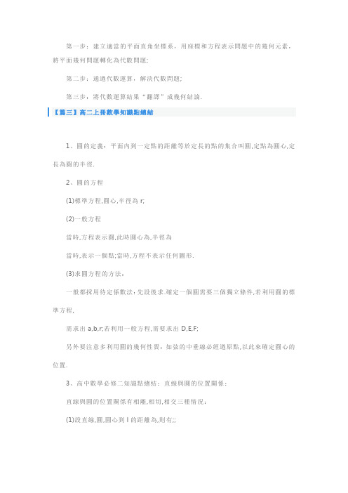 人教版高二上册数学知识点总结