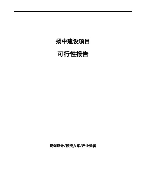 扬中项目可行性报告如何编写