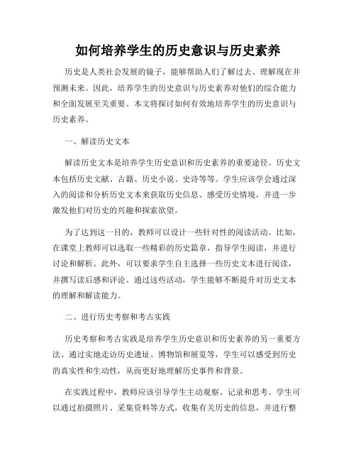 如何培养学生的历史意识与历史素养