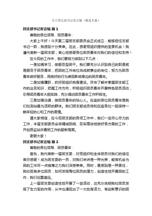 关于团支部书记发言稿（精选5篇）