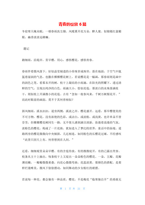 青春的绽放6篇