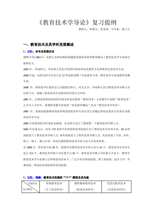 【教育技术学导论复习提纲】