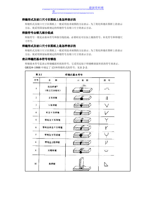 焊缝形式及坡口尺寸在图纸上是怎样表示的