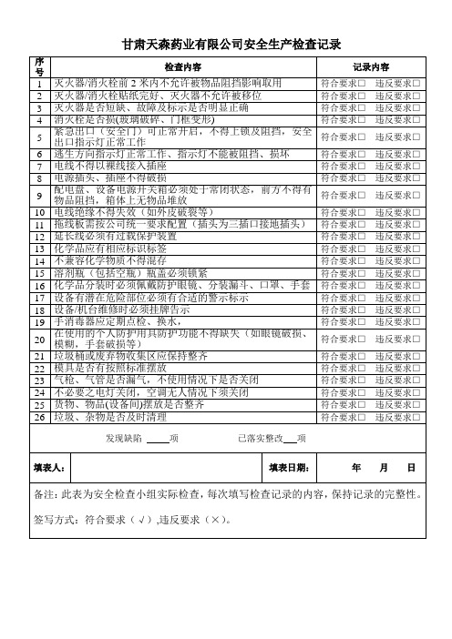 班组安全文明检查记录表