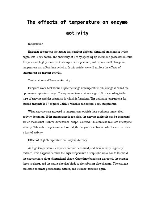 The effects of temperature on enzyme activity