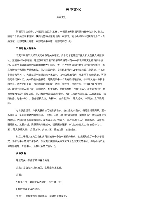 关中文化——精选推荐