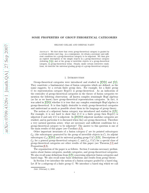 Some properties of group-theoretical categories