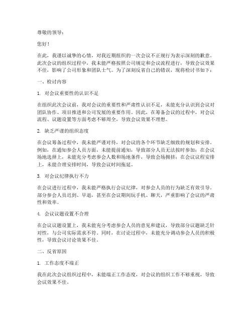 会议组织不正规检讨书范文