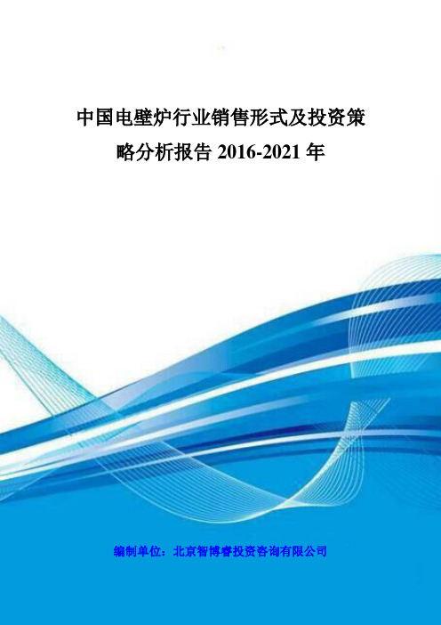 中国电壁炉行业销售形式及投资策略分析报告2016-2021年