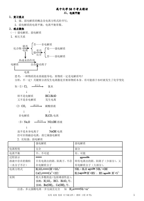 黄冈 状元笔记 实用高效---高中化学58个考点精讲31-35