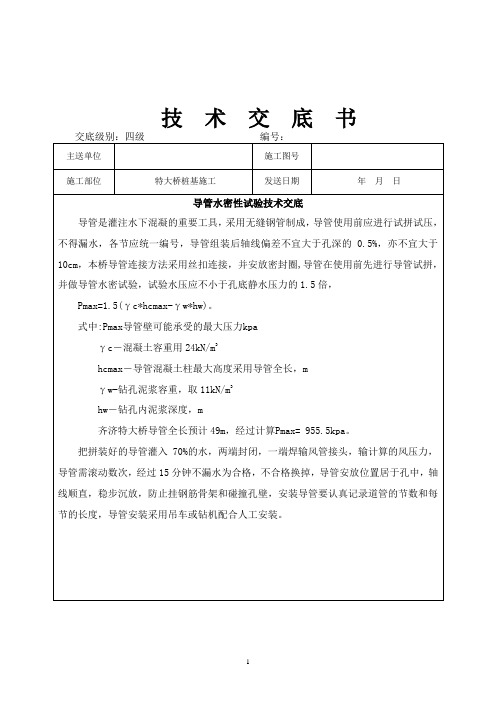 导管水密性试验技术交底