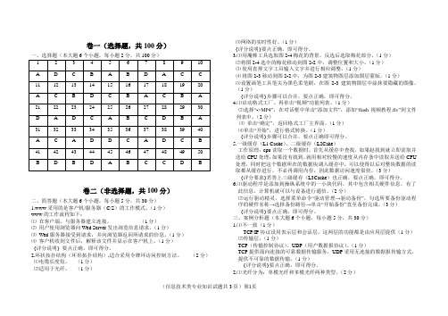 山东省2016年春季高考信息技术类专业知识试题答案