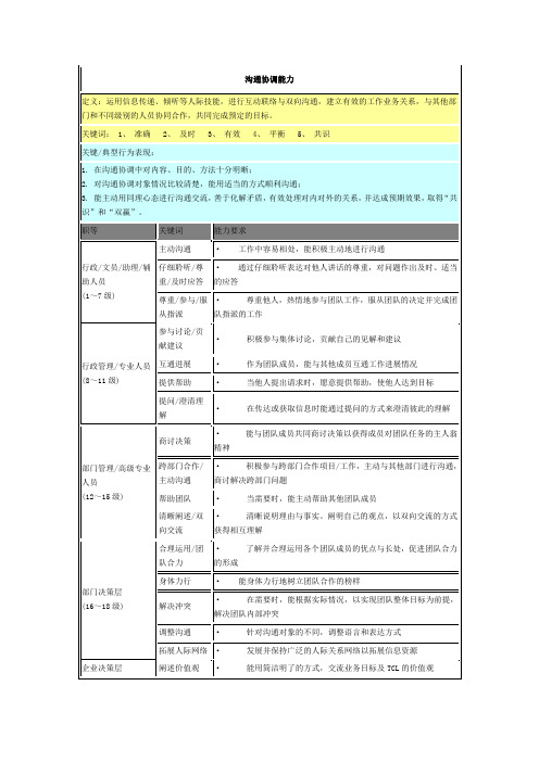 核心能力评价标准