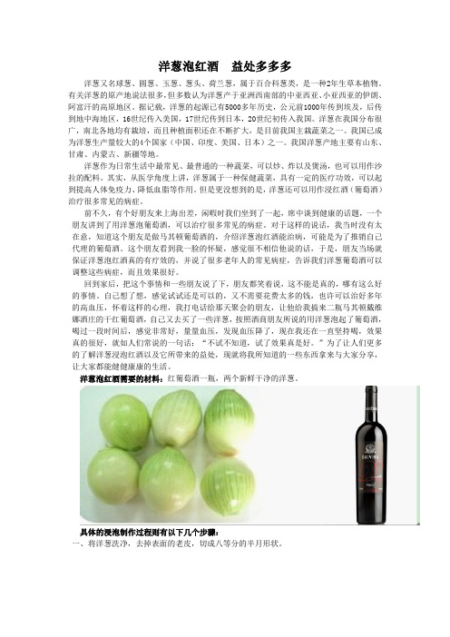 洋葱泡红酒 益处多多多