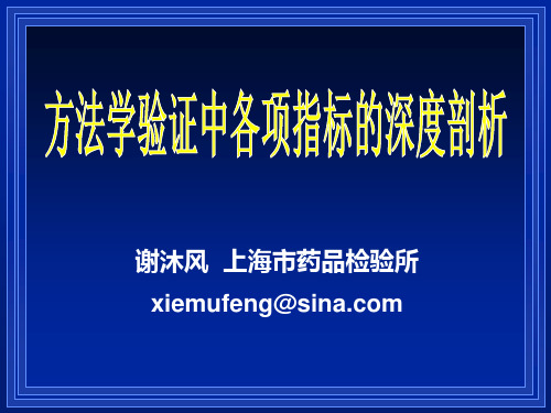 方法学验证中各项指标的深度剖析 谢沐风