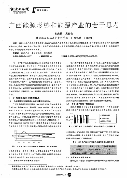 广西能源形势和能源产业的若干思考