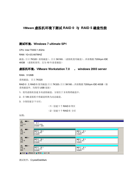 VMware虚拟机环境下测试RAID 0 与 RAID 5磁盘性能