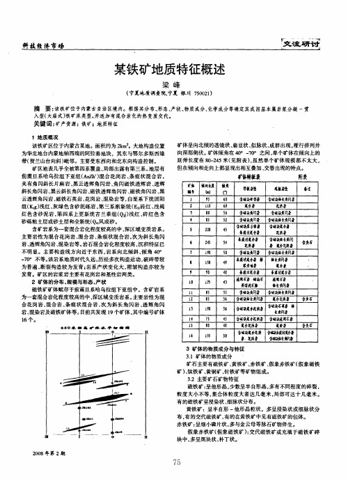 某铁矿地质特征概述