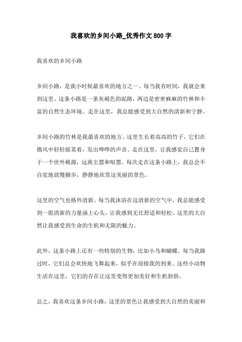 我喜欢的乡间小路优秀作文800字