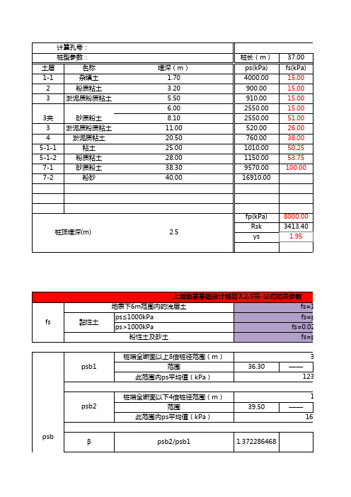 承载力计算表