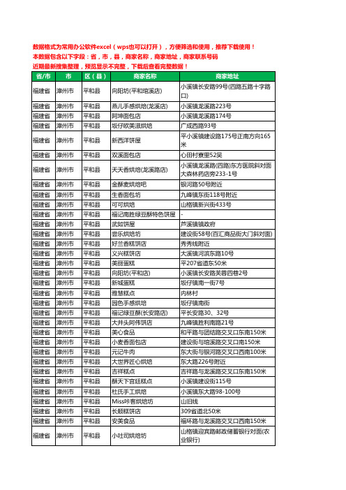 2020新版福建省漳州市平和县蛋糕房工商企业公司商家名录名单联系电话号码地址大全54家