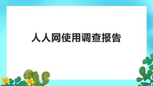 人人网使用调查报告