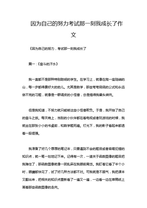 因为自己的努力考试那一刻我成长了作文