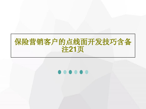 保险营销客户的点线面开发技巧含备注21页PPT文档共23页