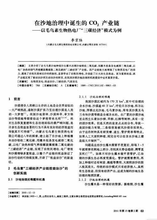 在沙地治理中诞生的CO2产业链——以毛乌素生物热电厂“三碳经济”模式为例