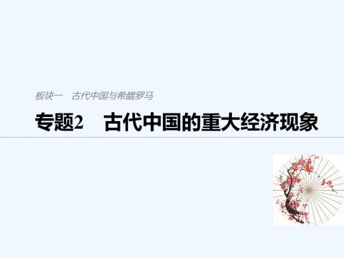 (全国版)2019高考历史总复习 板块一 古代中国与希腊罗马 专题2 古代中国的重大经济现象课件