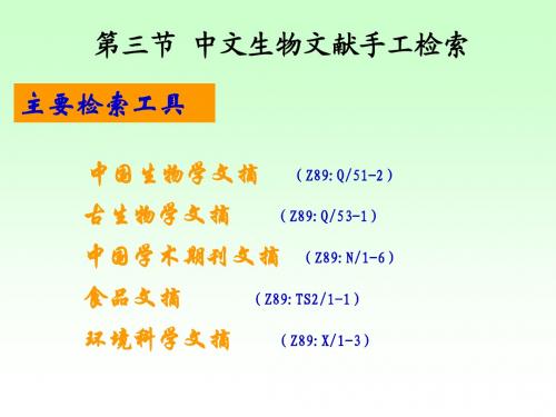 第三节 中文生物文献手工检索