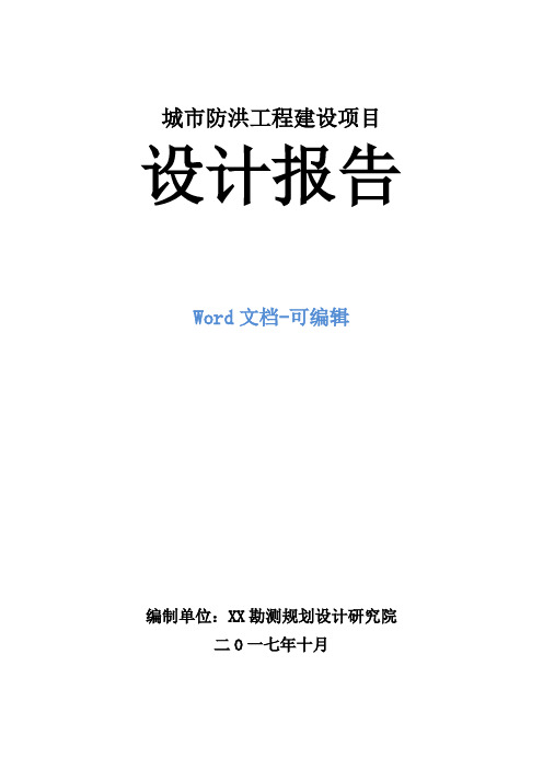 城市防洪工程建设项目设计报告