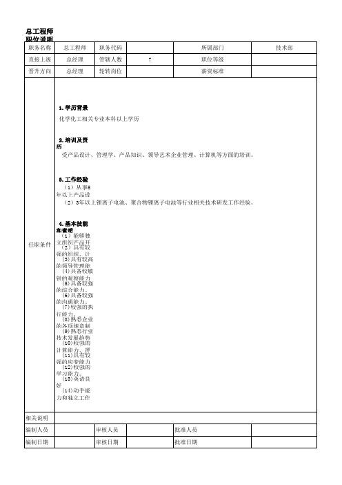 总工程师职务说明书