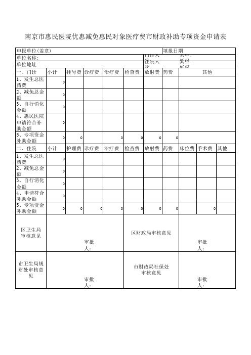 惠民医院减免申请表