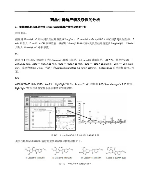 药品中降解产物及杂质的分析M