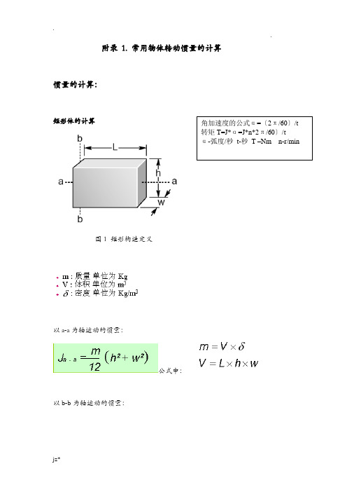 常用物体转动惯量-与扭矩计算